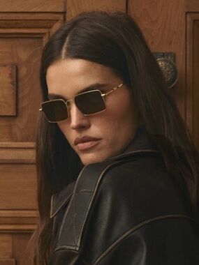 AUREUM Eze Sunglasses Gold Frame Rectangular Sunglasses with Brown Lenses